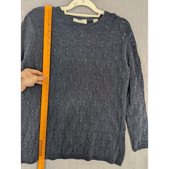 Lord & Taylor Sweater Women's Small Indigo Blue Cable Knit Vintage - Picture 6 of 8